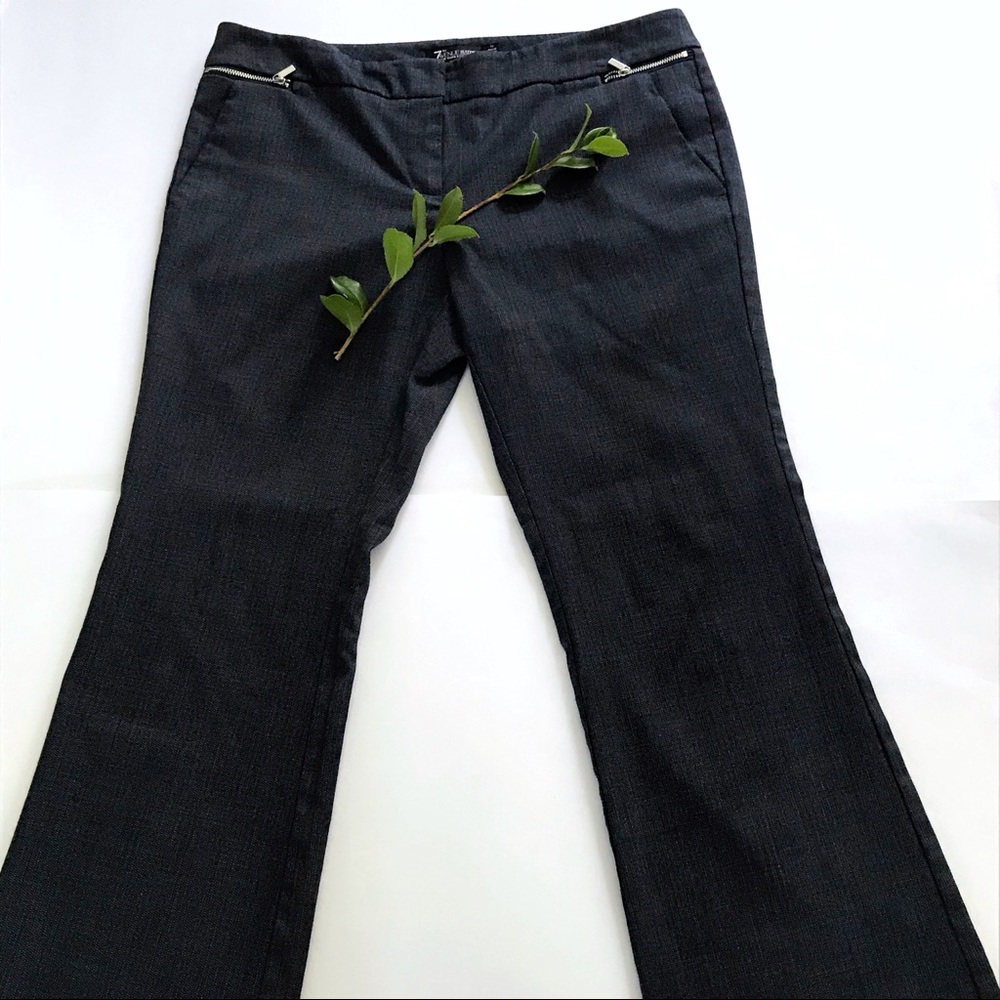 Flared Structured Trousers Pants w/ Zipper Pockets